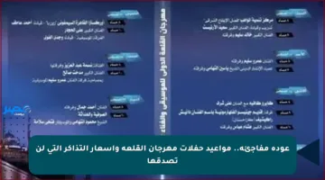 عودة مفاجئة.. مواعيد حفلات مهرجان القلعة وأسعار التذاكر التي لن تصدقها